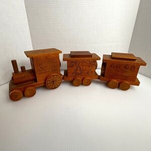 Vintage LOT OF 3 Wooden Toystalgia 1979 Train Bank Continental Railroad Car